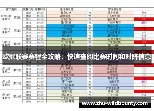 欧冠联赛赛程全攻略：快速查阅比赛时间和对阵信息